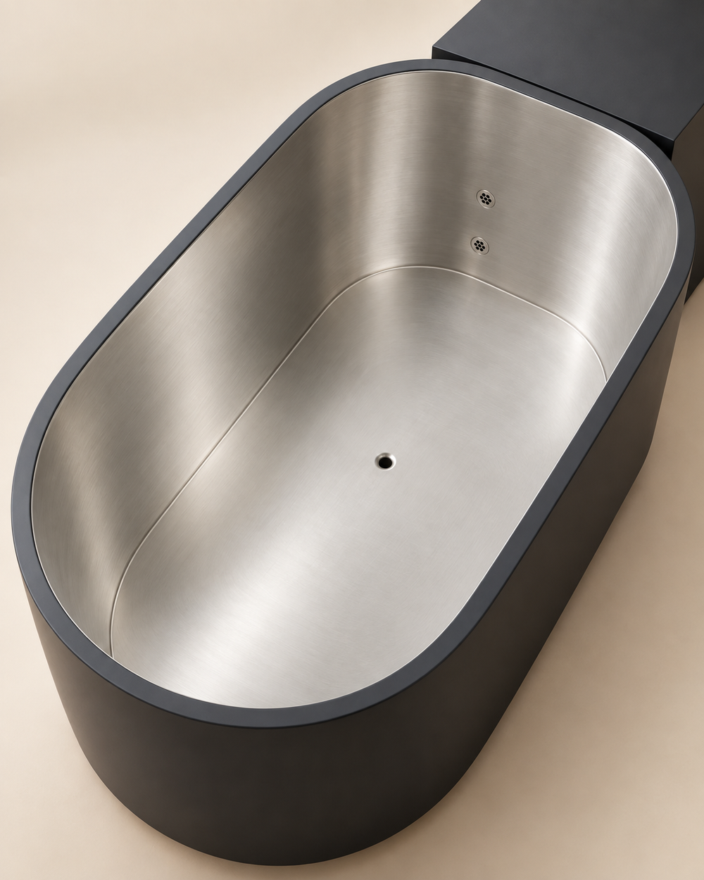 Modern Matte Black Cold Plunge with Integrated Chiller