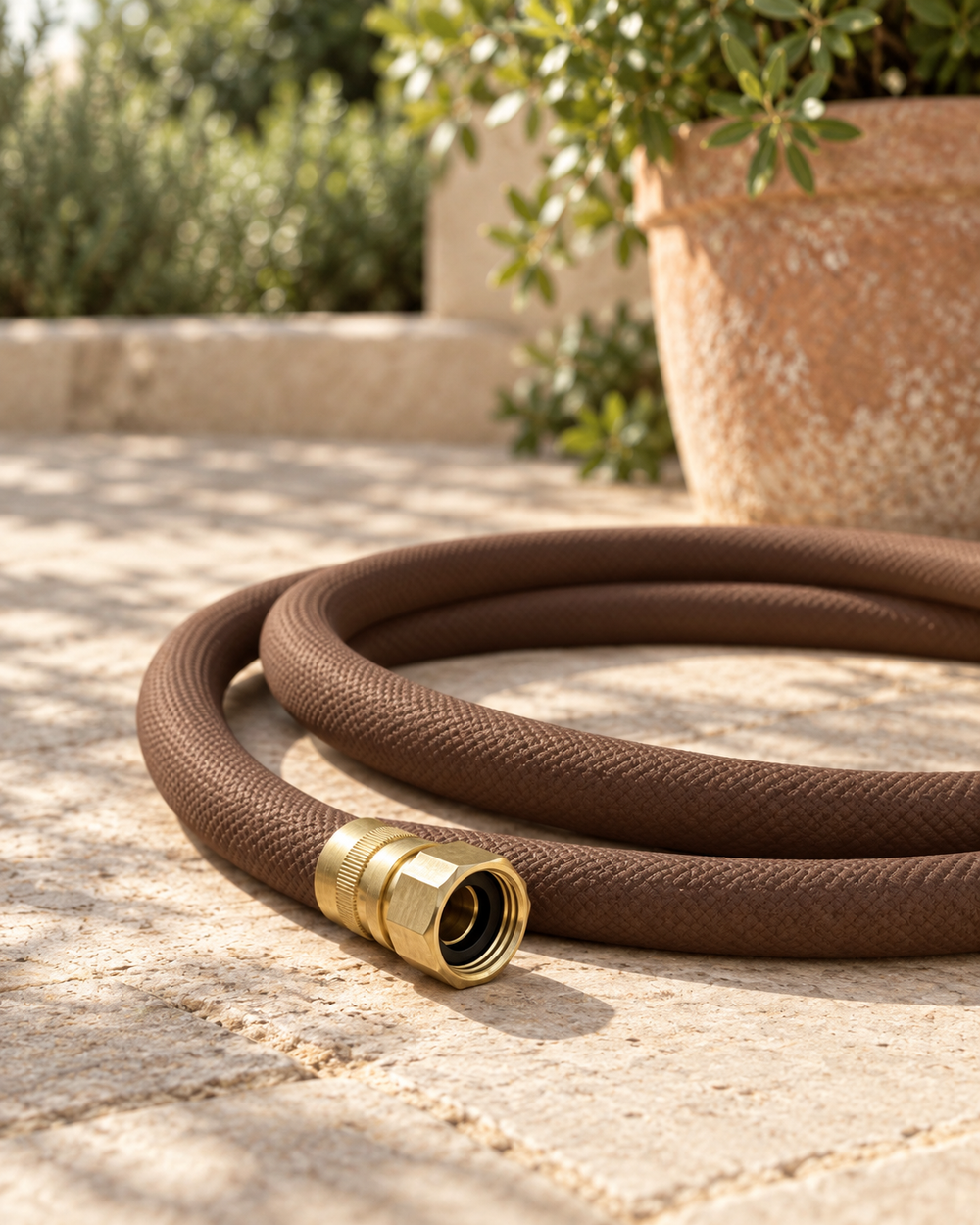 Premium Brown Garden Hose with Brass Fittings