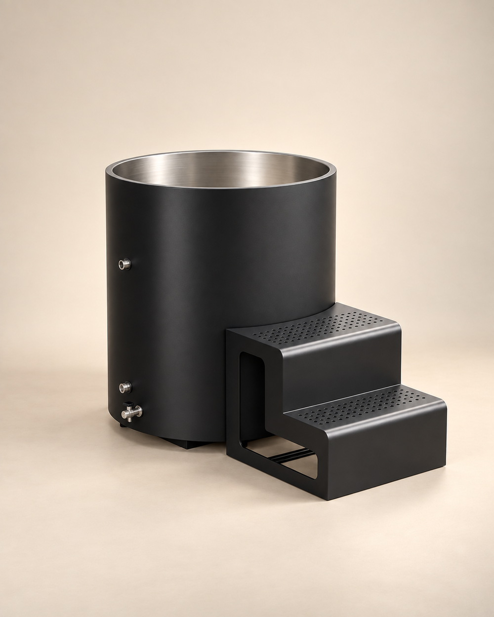 Matte Black Cold Plunge with Chiller and Double Step