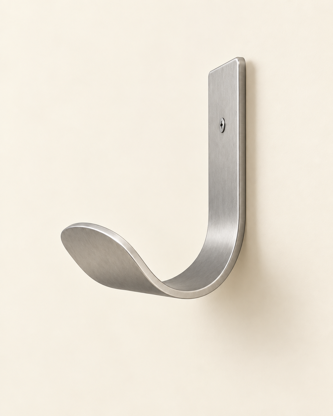 Wall-mounted stainless steel hose holder shown from the side